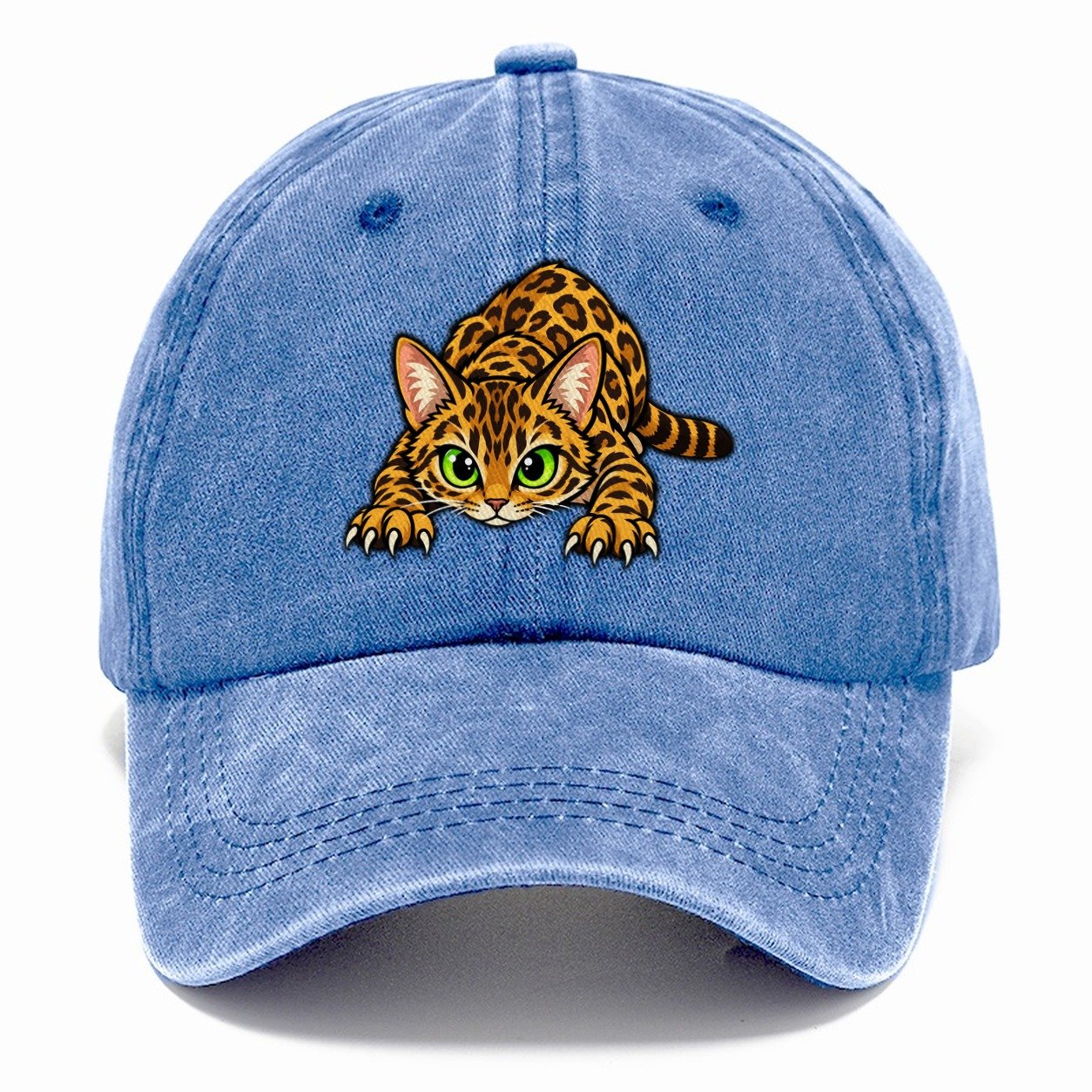 Bengal Crouching Peeking Cats Classic Cap – Summer Sky