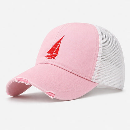 Sailboat Close Hauled Micro Motion Mark Washed Trucker Hat – Light Pink