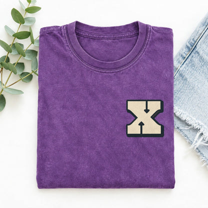 Initial X Left Chest Vintage T-shirt – Purple