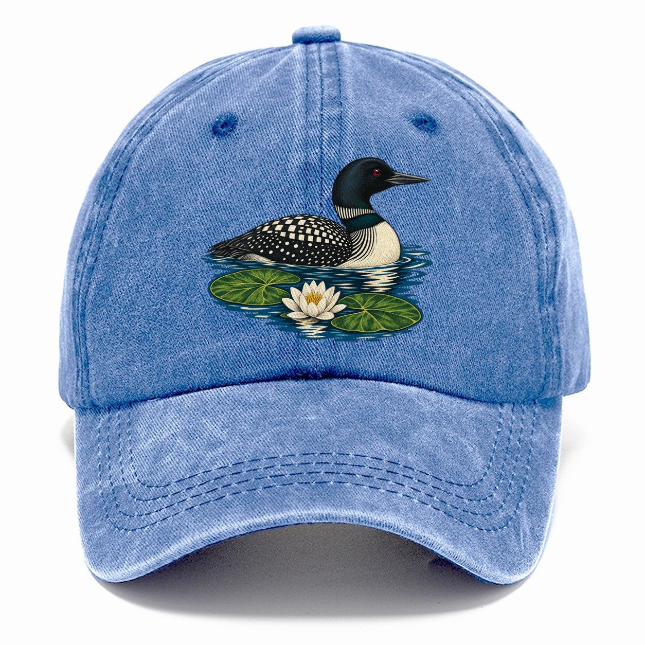 Common Loon And Water Lilies Canada Cultural Icons Classic Cap – Summer Sky