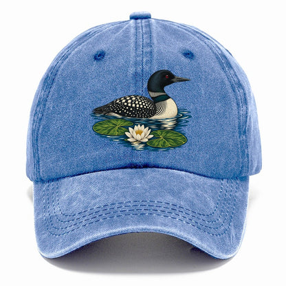 Common Loon And Water Lilies Canada Cultural Icons Classic Cap – Summer Sky
