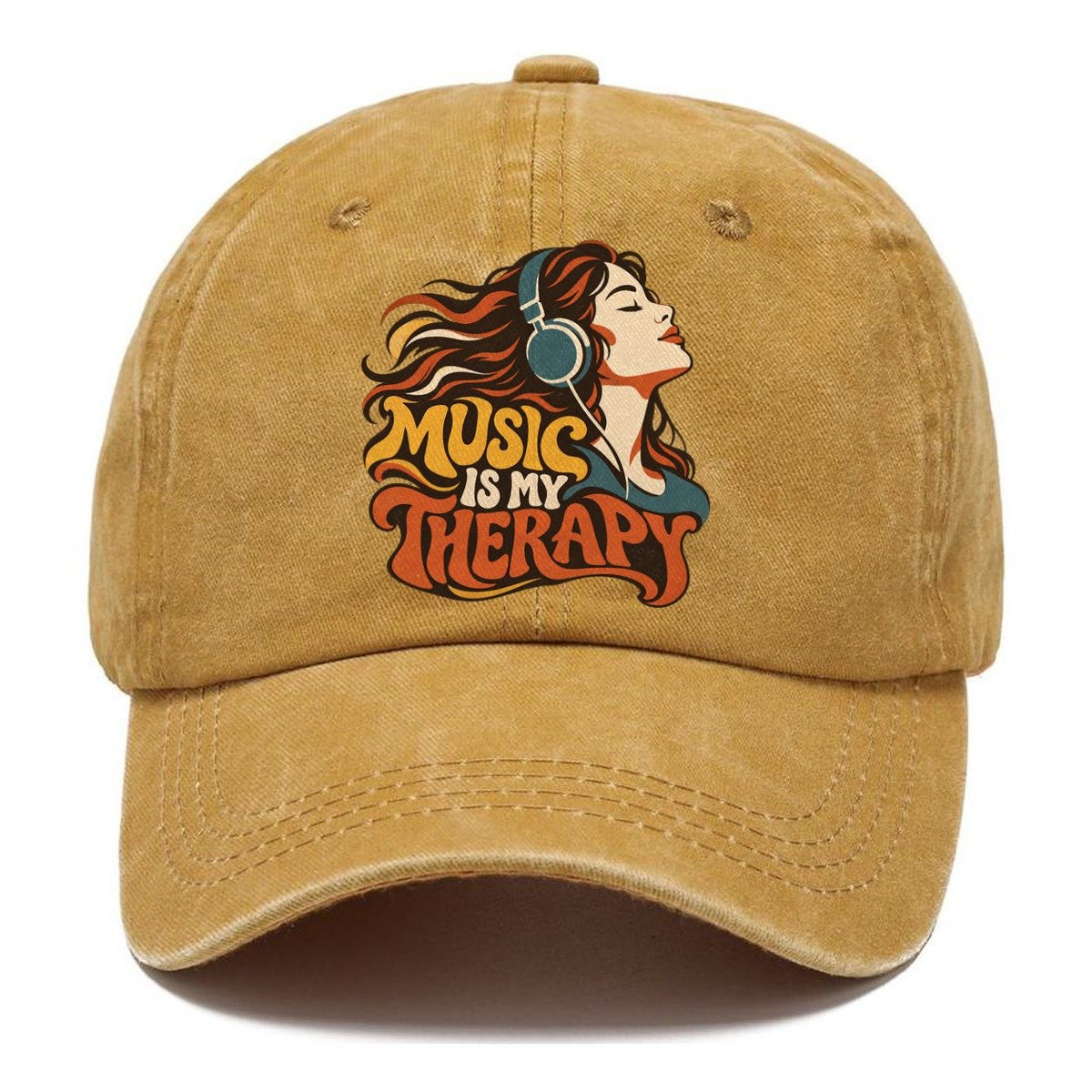 Music Is My Therapy Headphones Girl Classic Cap – Golden Harvest