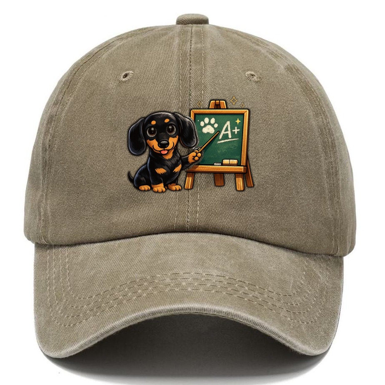 Dachshund Teacher Chalkboard Classic Cap – Warm Sand