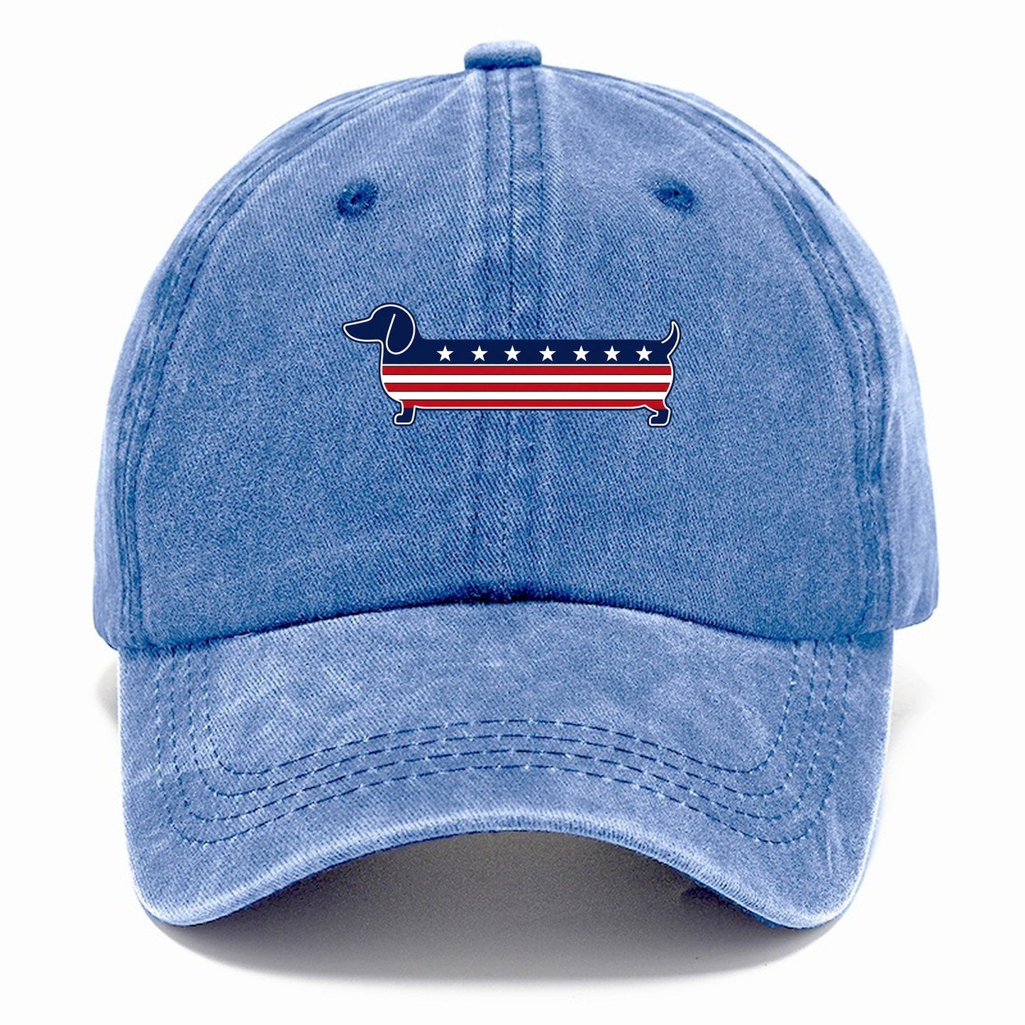 Patriotic Dachshund Flag Stripe Classic Cap – Summer Sky