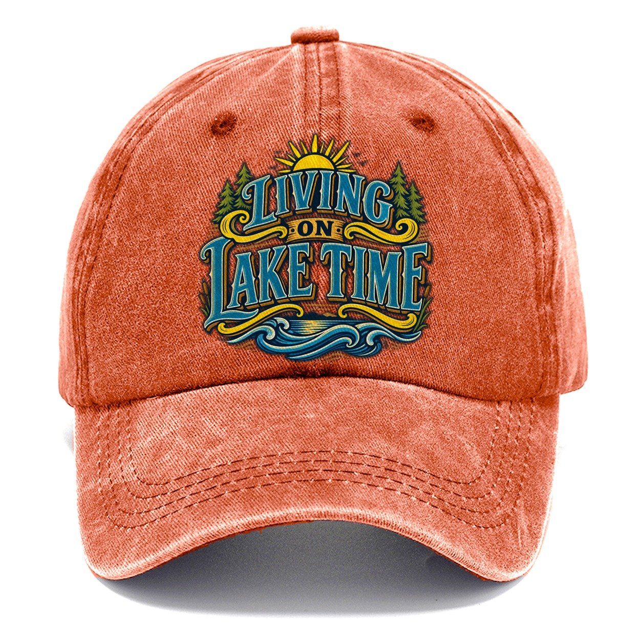 Living On Lake Time Retired Living Classic Cap – Terracotta Clay