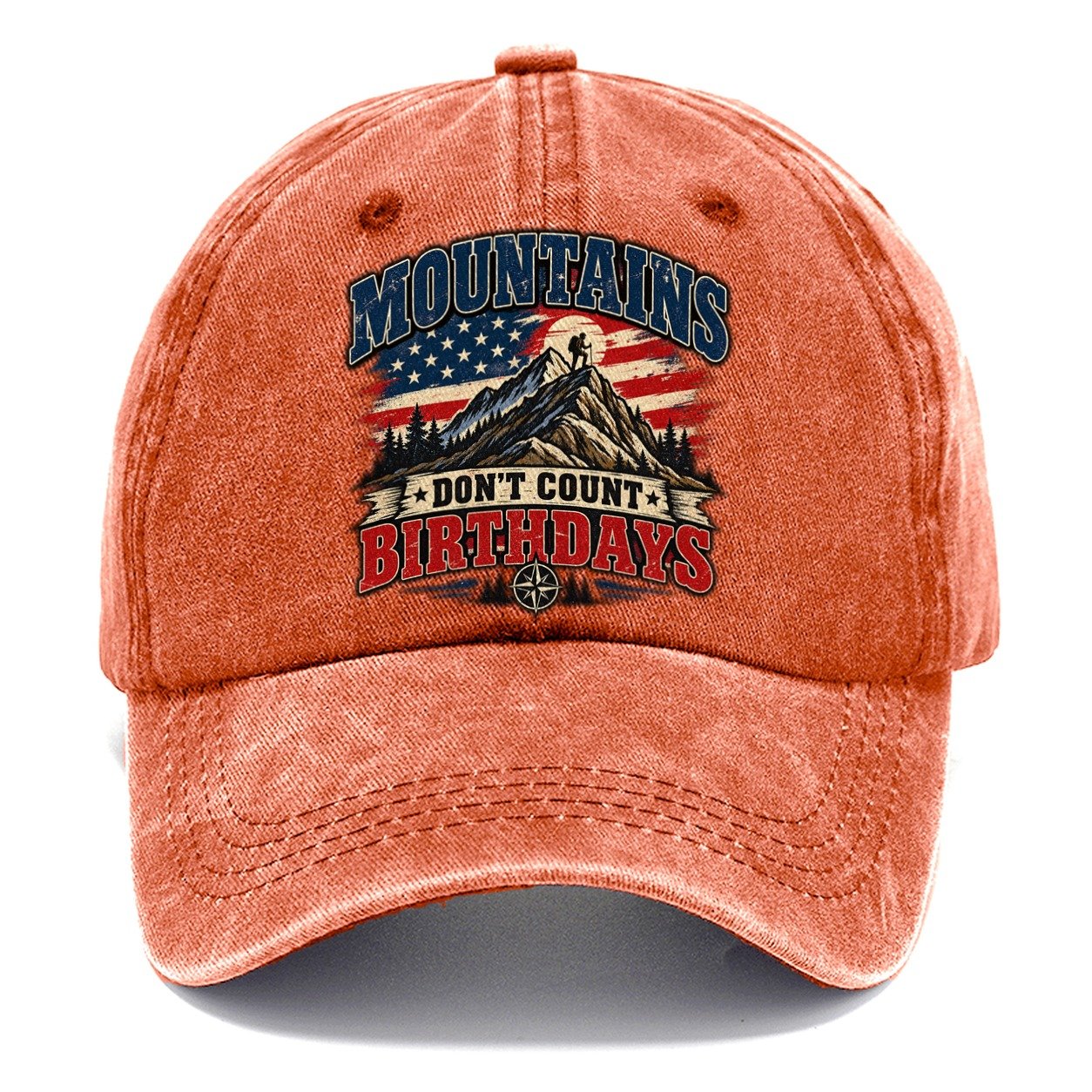 Mountains Don T Count Birthdays Old Man Strong Classic Cap – Terracotta Clay