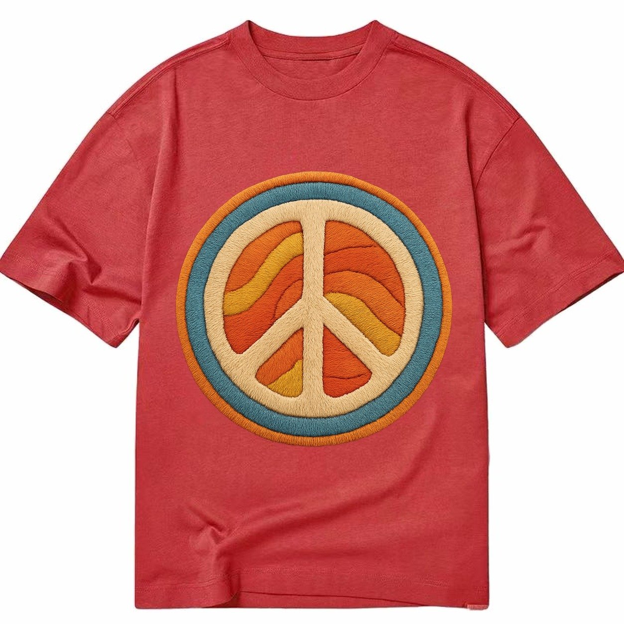 Retro Peace Harmony Classic T-shirt – Red