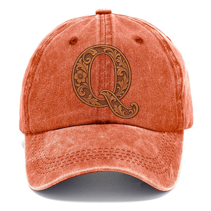 Tooled Leather Q Monogram Classic Cap – Terracotta Clay