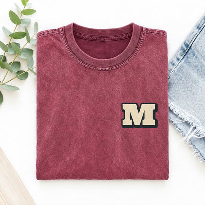 Initial M Left Chest Vintage T-shirt – Raspberry