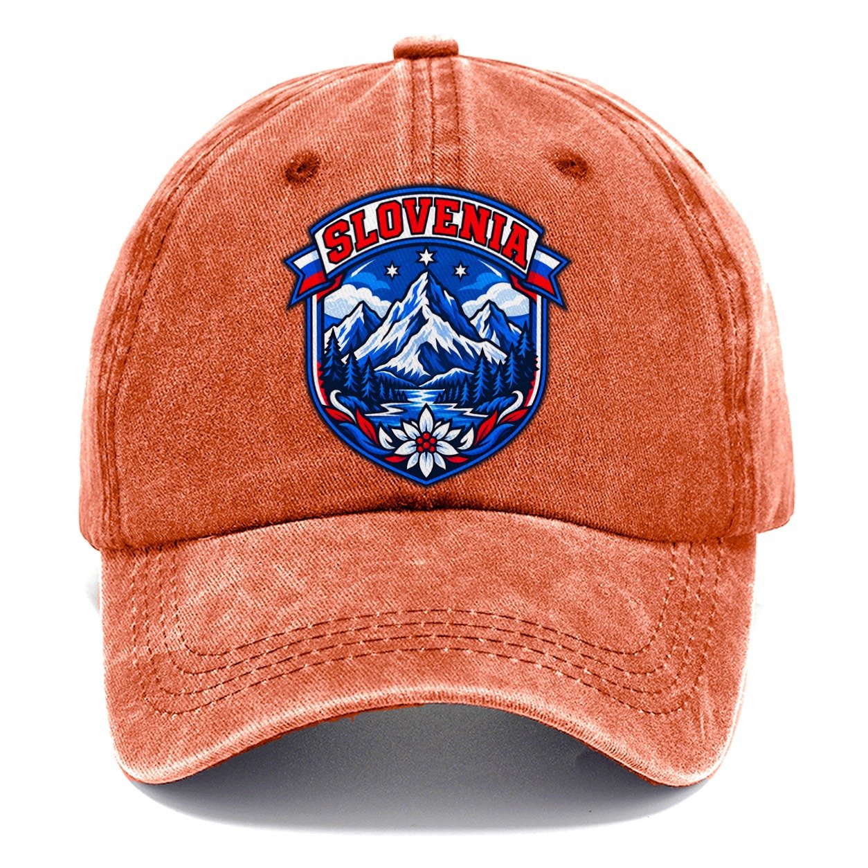 Slovenia Retro Badge Country Logos Classic Cap – Terracotta Clay