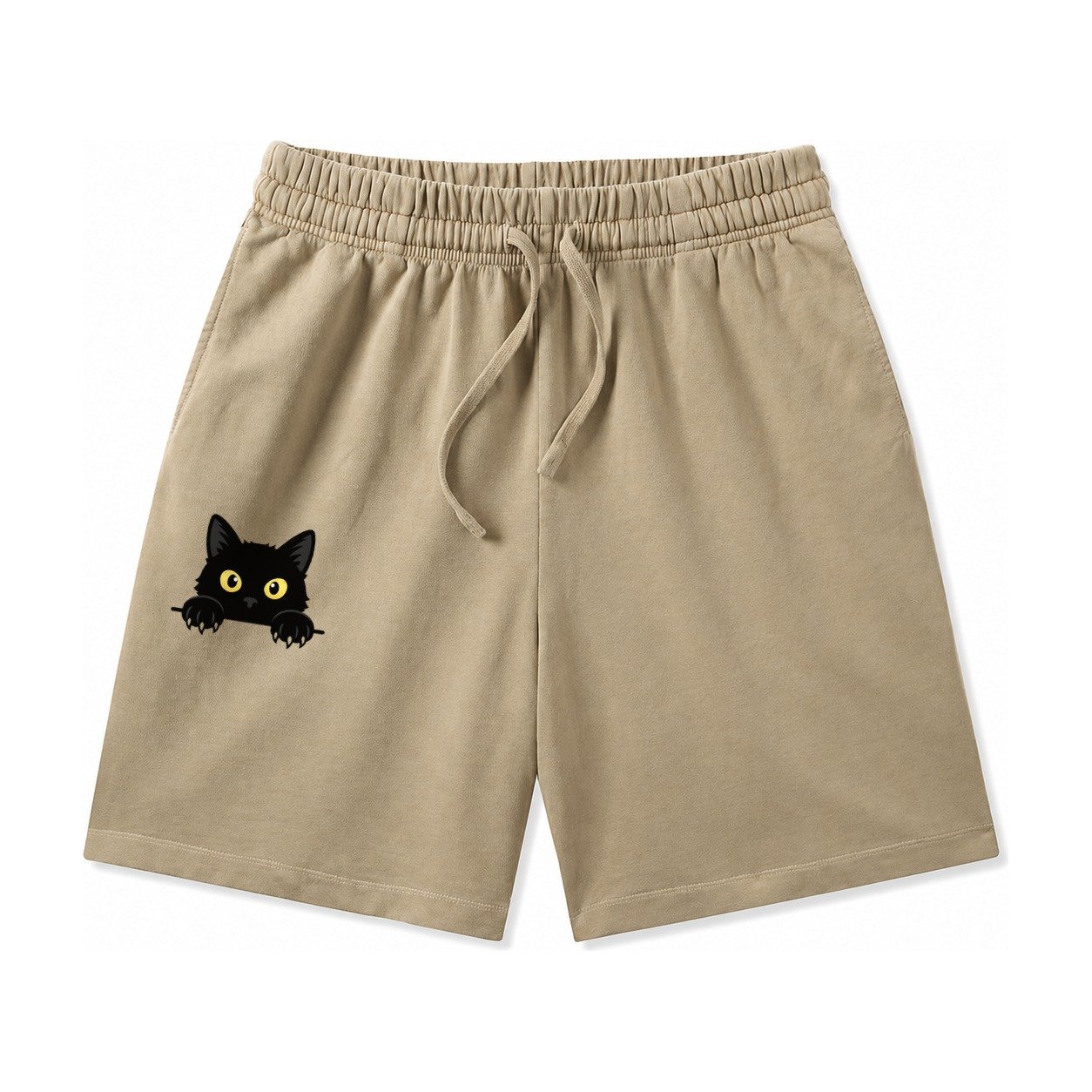 Black Cat Washed Shorts – Khaki