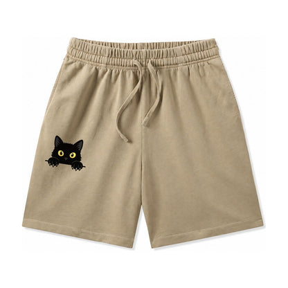 Black Cat Washed Shorts – Khaki