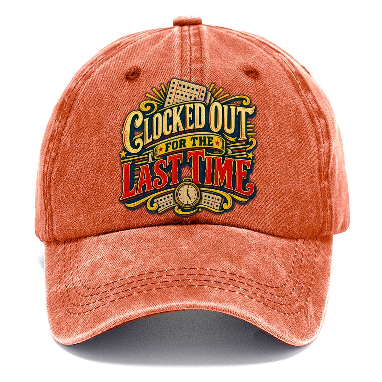 Clocked Out For The Last Time Retired Living Classic Cap – Terracotta Clay