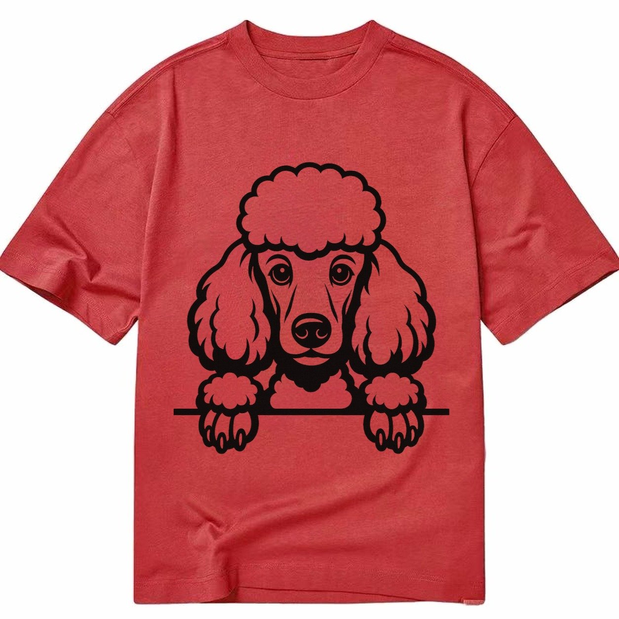 Standard Poodle Elaborate Grooming Pompoms On Paws Intellige Classic T-shirt – Red