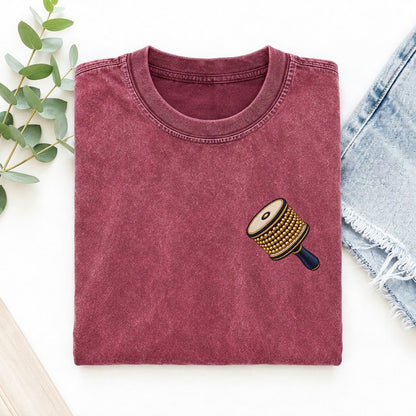 Cabasa Bead Roll Left Chest Vintage T-shirt – Raspberry