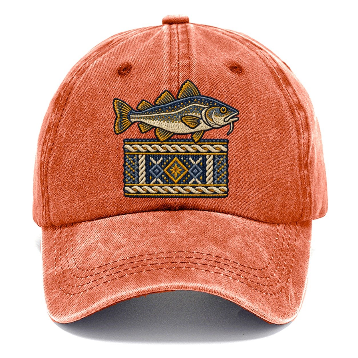 Fisherman S Gansey Knit And Cod Uk Culture Heritage Classic Cap – Terracotta Clay