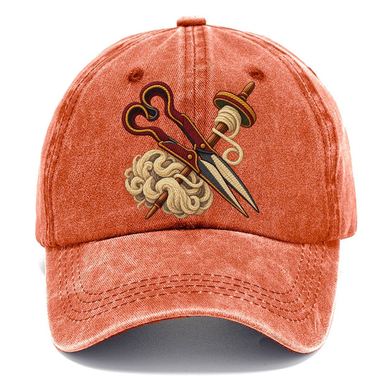 Welsh Wool Shears Spindle And Fleece Uk Culture Heritage Classic Cap – Terracotta Clay
