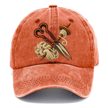 Welsh Wool Shears Spindle And Fleece Uk Culture Heritage Classic Cap – Terracotta Clay