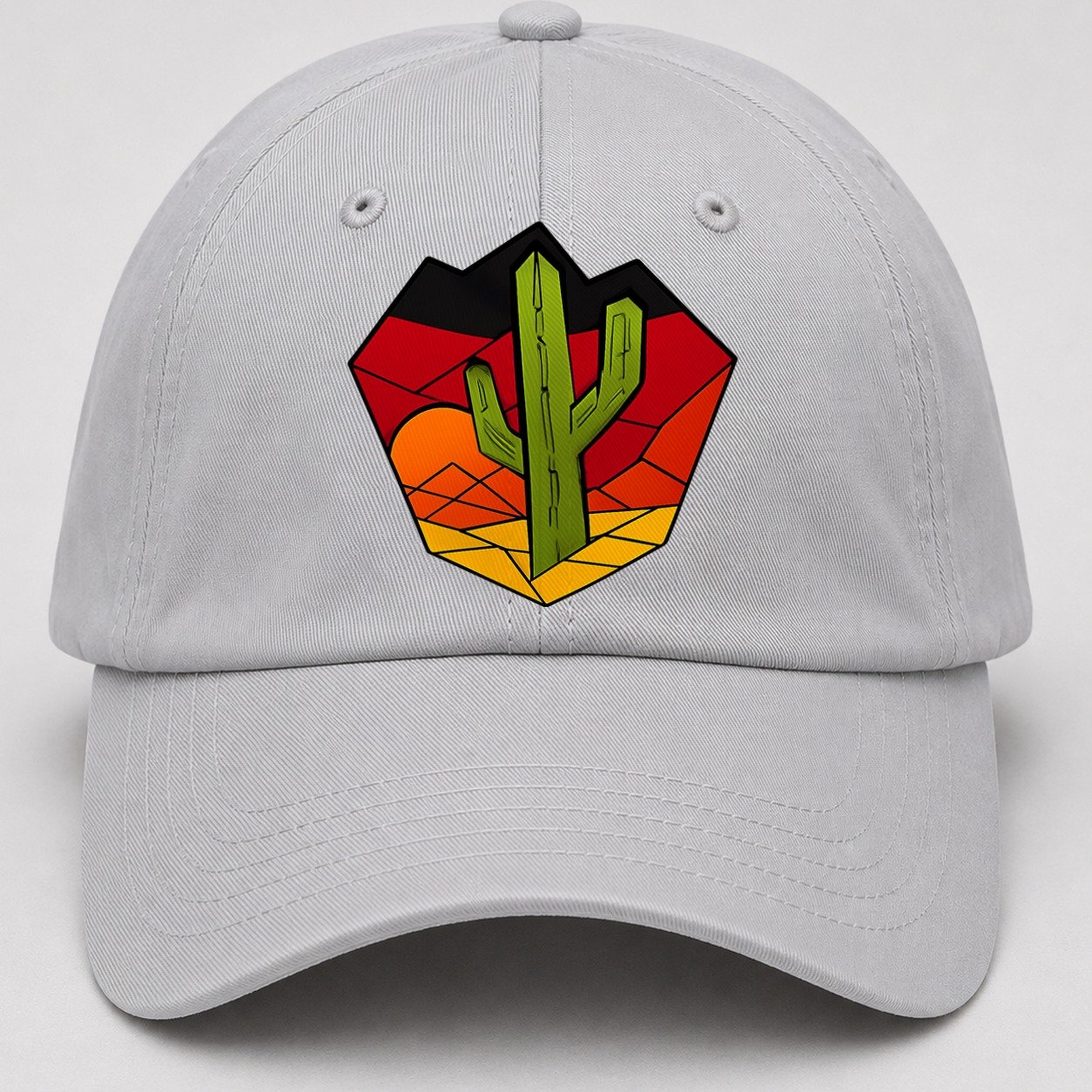 Saguaro Sunset Silhouette Baseball Cap – Light Gray