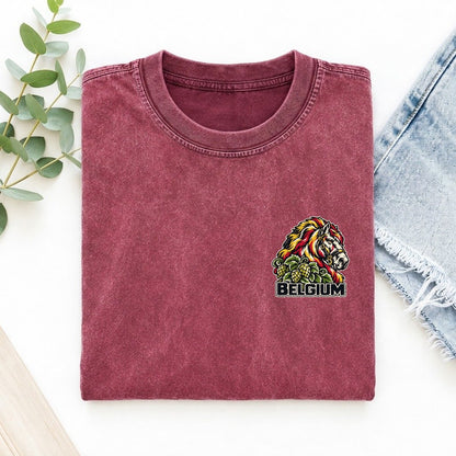 Belgium Country Pride Left Chest Vintage T-shirt – Raspberry