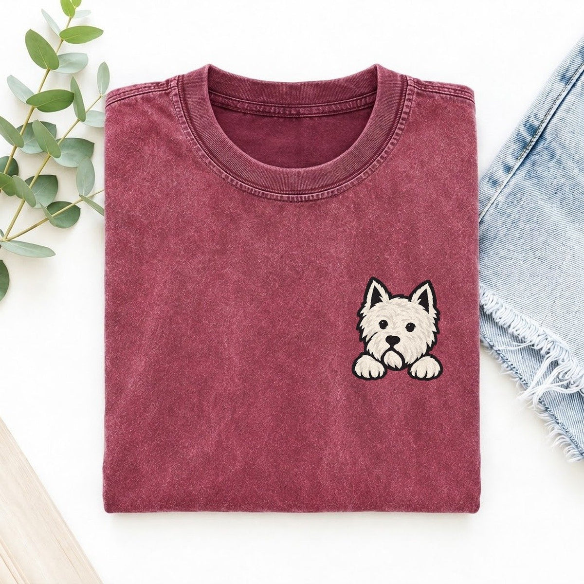 West Highland Terrier Left Chest Vintage T-shirt – Raspberry