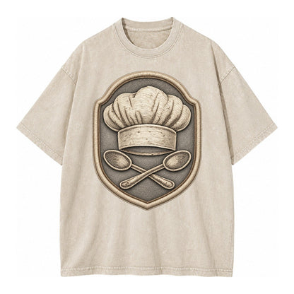 Cooking Chef Hat Toque Blanche With Crossed Spoons In Vintage T-shirt – Off White