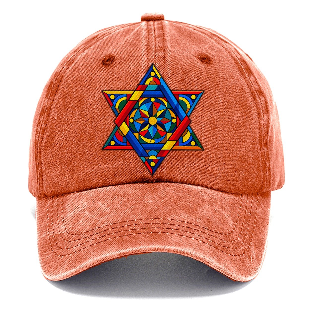 Star Of David Geometric Bauhaus Judaism Heritage Classic Cap – Terracotta Clay
