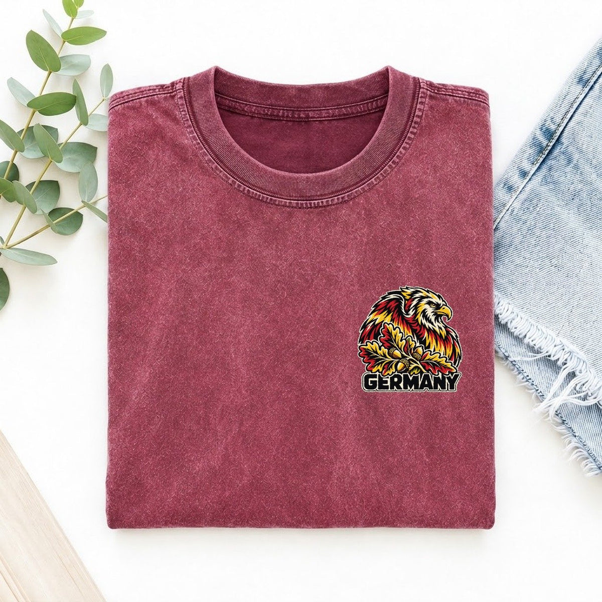 Germany Country Pride Left Chest Vintage T-shirt – Raspberry