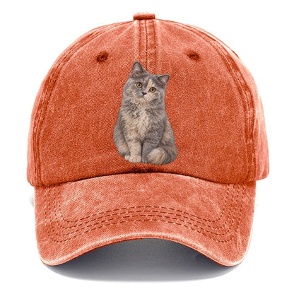 Selkirk Rex Seated Portrait Realistic Cat Portrait Classic Cap – Terracotta Clay