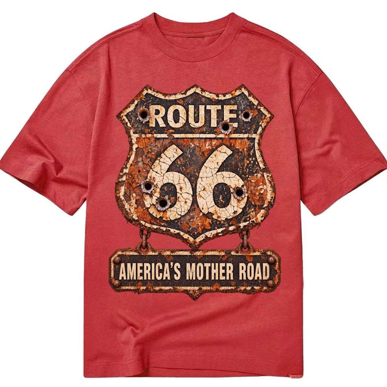 Route 66 Weathered Classic T-shirt – Red