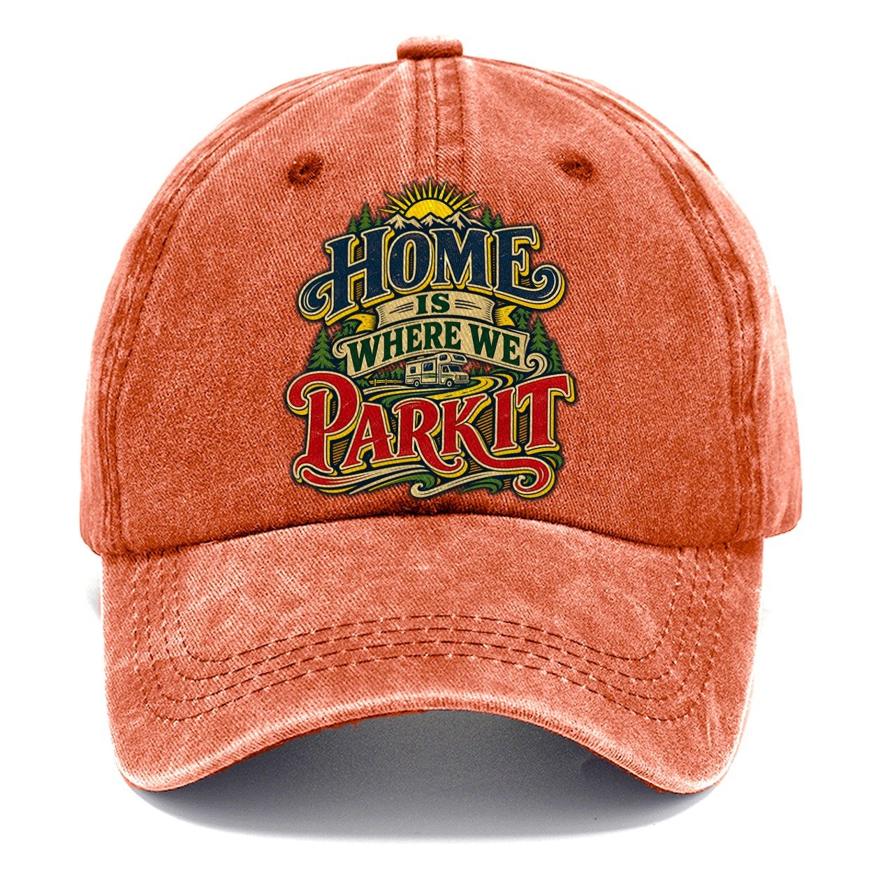 Home Is Where We Park It Retired Living Classic Cap – Terracotta Clay
