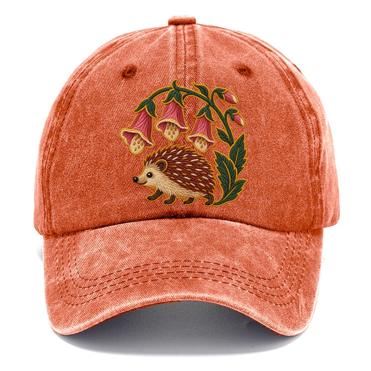 English Foxglove And Hedgehog Uk Culture Heritage Classic Cap – Terracotta Clay