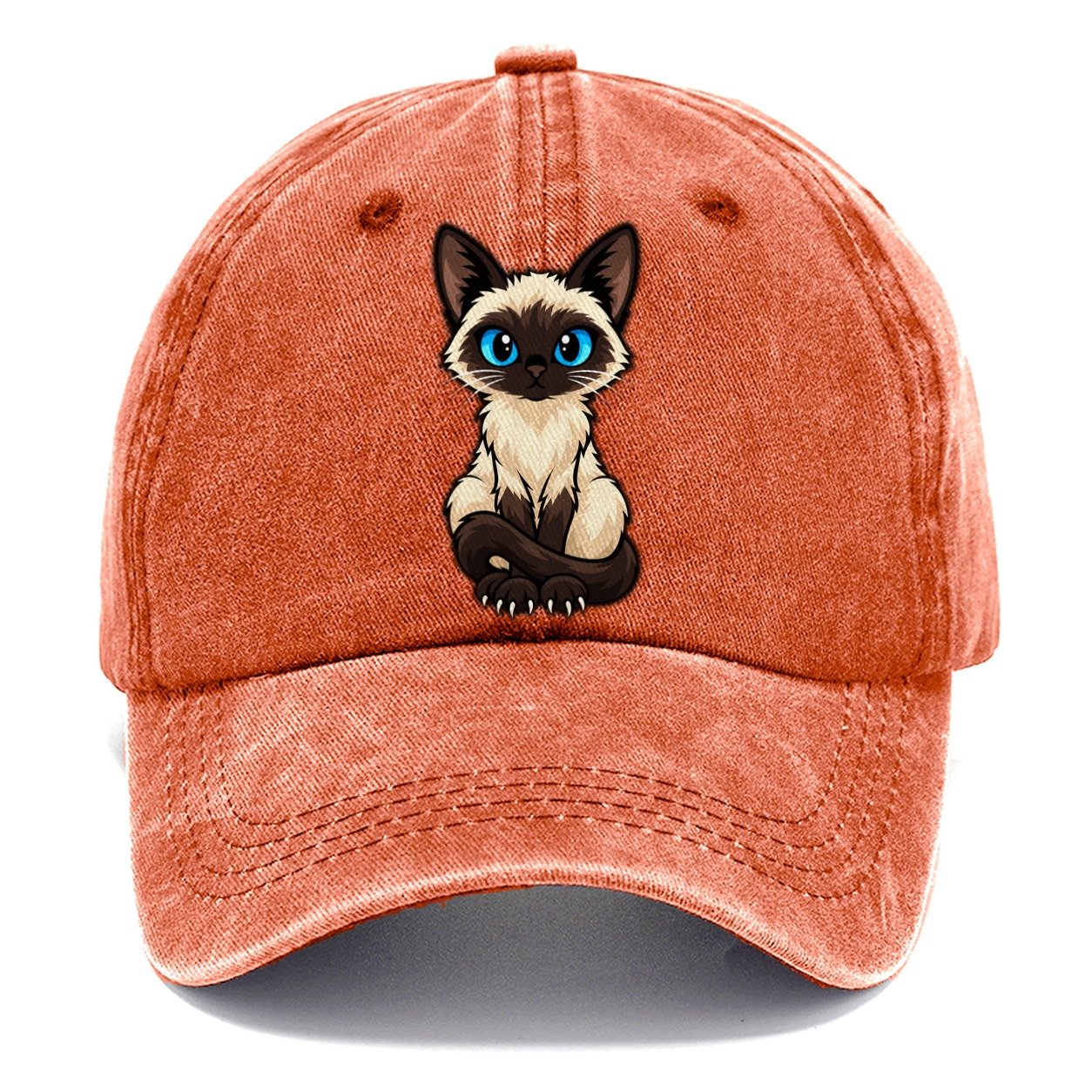 Siamese Sitting Tall Peeking Cats Classic Cap – Terracotta Clay