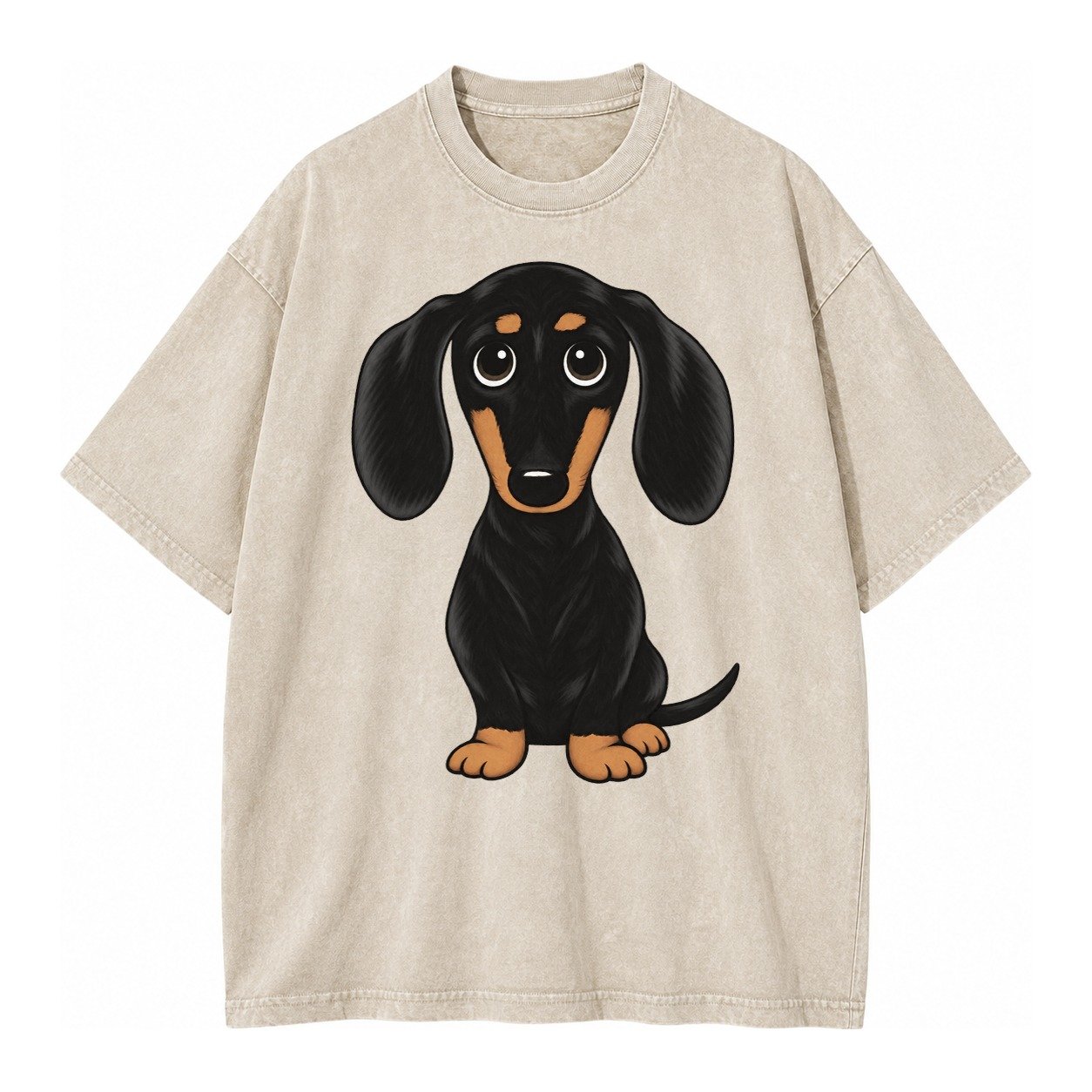 Vintage Style Dachshund Print Vintage T-shirt – Off White