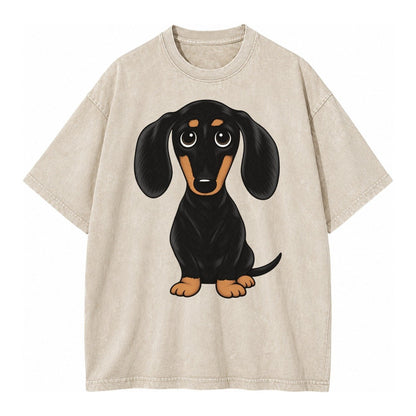 Vintage Style Dachshund Print Vintage T-shirt – Off White