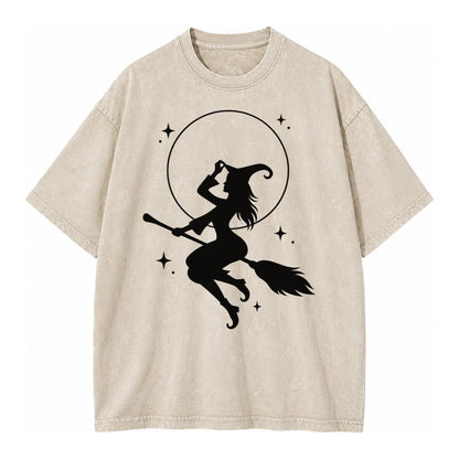 Witch On Broom Vintage T-shirt – Off White