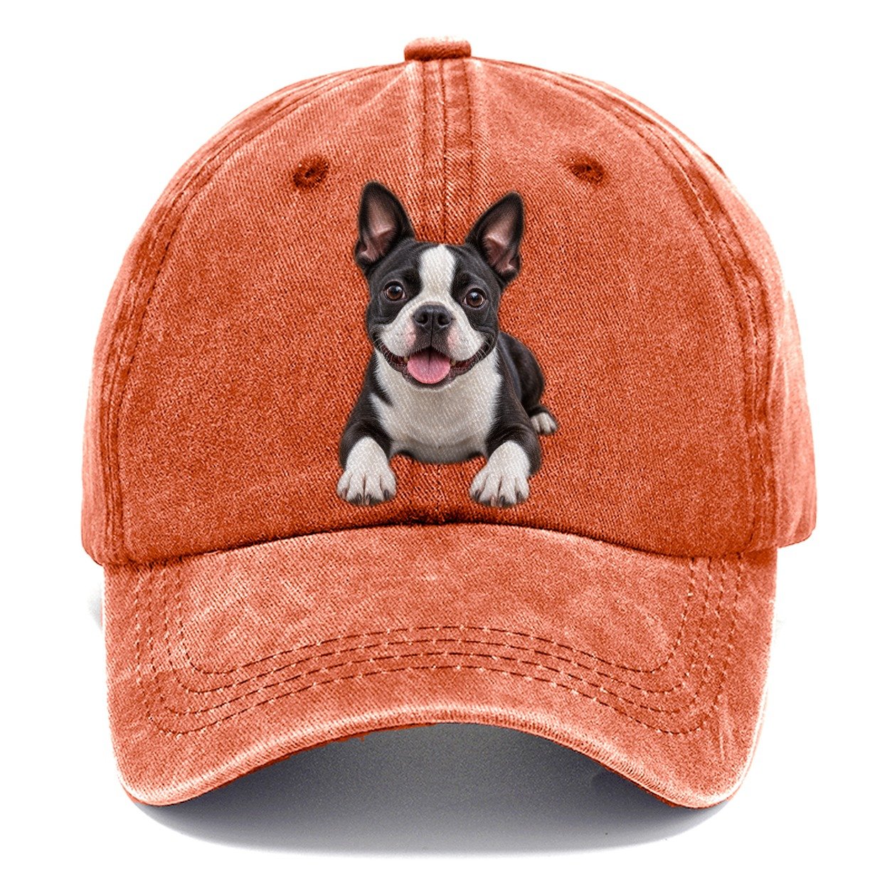 Boston Terrier Lying Down Top Breeds Classic Cap – Terracotta Clay