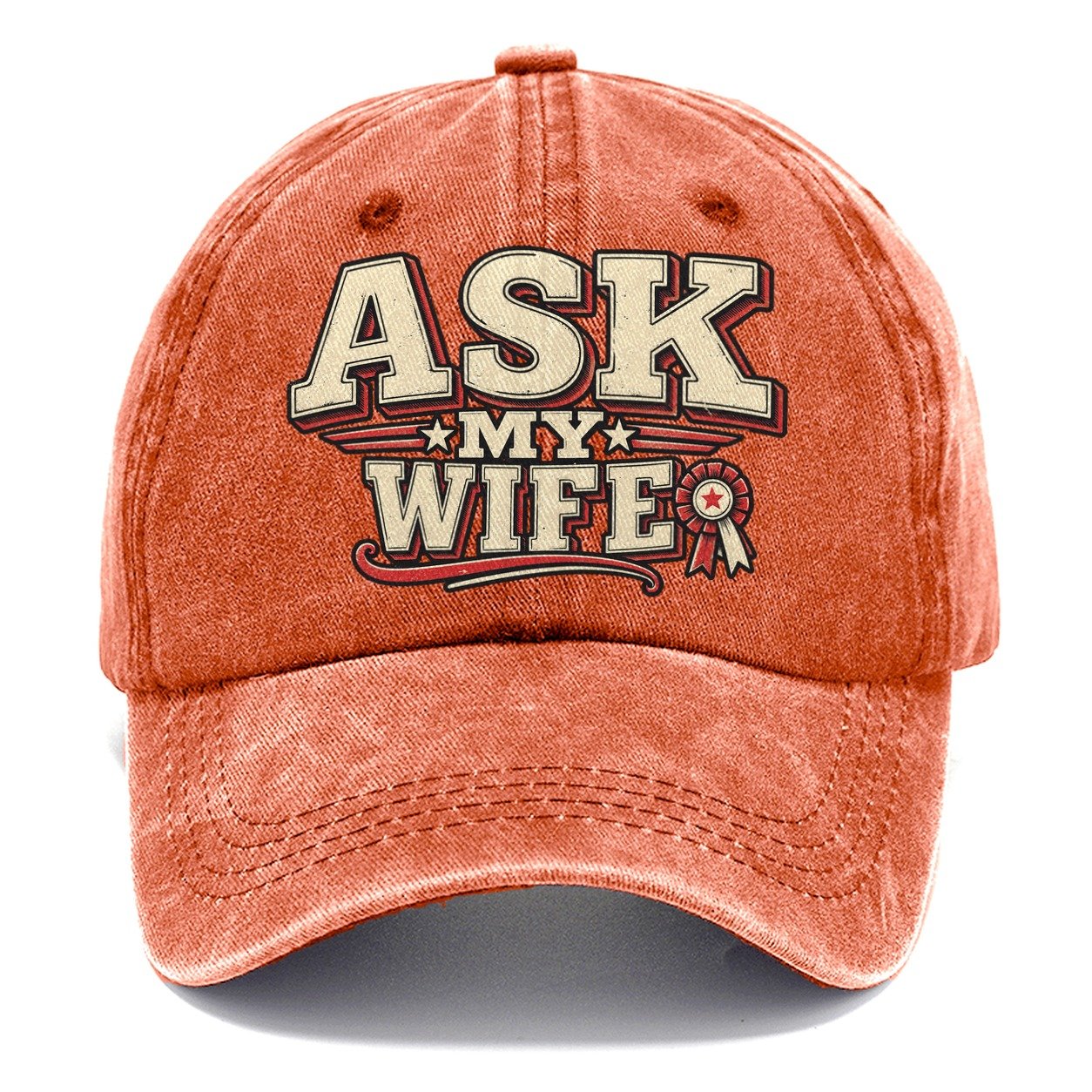 Ask My Wife American Wit Classic Cap – Terracotta Clay
