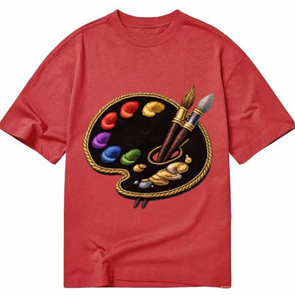 Artist Palette Rainbow Paints Embroidered Ea4b33 Classic T-shirt – Red