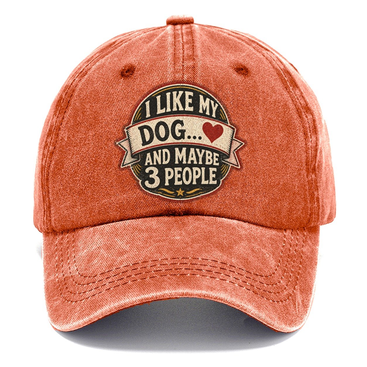 Dog and Maybe 3 People Vintage Badge Classic Cap – Terracotta Clay