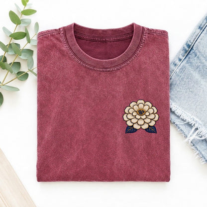 Zinnia Petal Tiers Left Chest Thread Signatures II Left Chest Vintage T-shirt – Raspberry