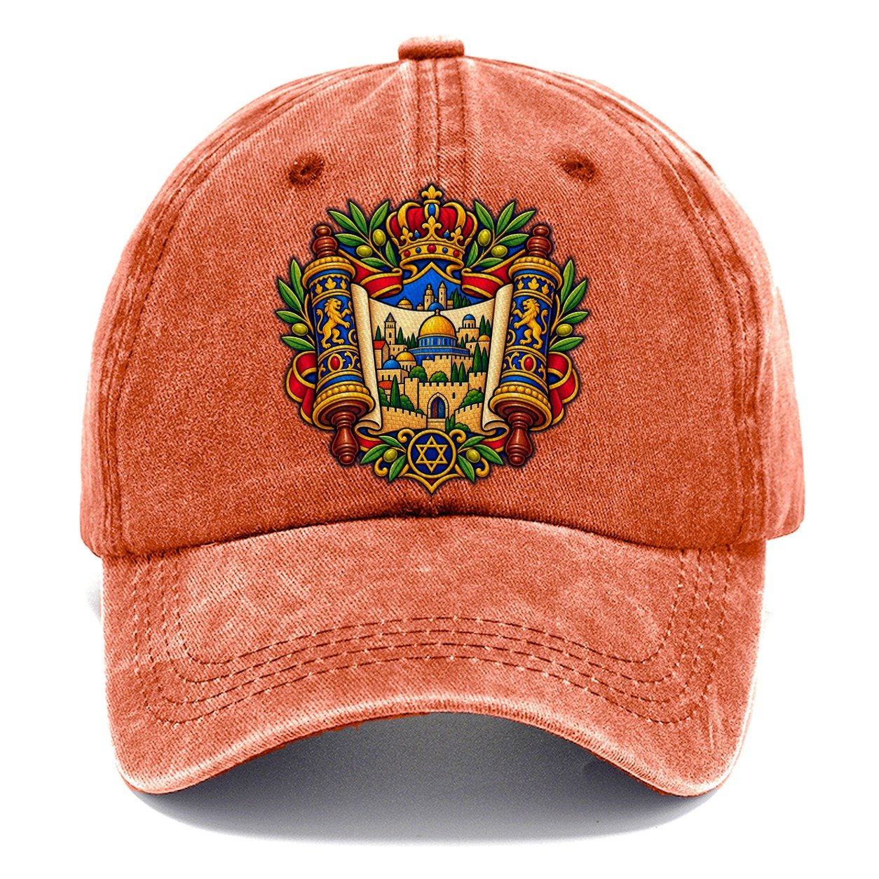 Unfurled Torah Scroll Jerusalem Classic Cap – Terracotta Clay
