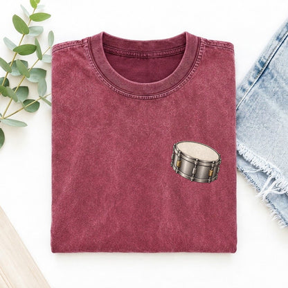 Snare Drum Tension Keepsake Emblem Left Chest Vintage T-shirt – Raspberry
