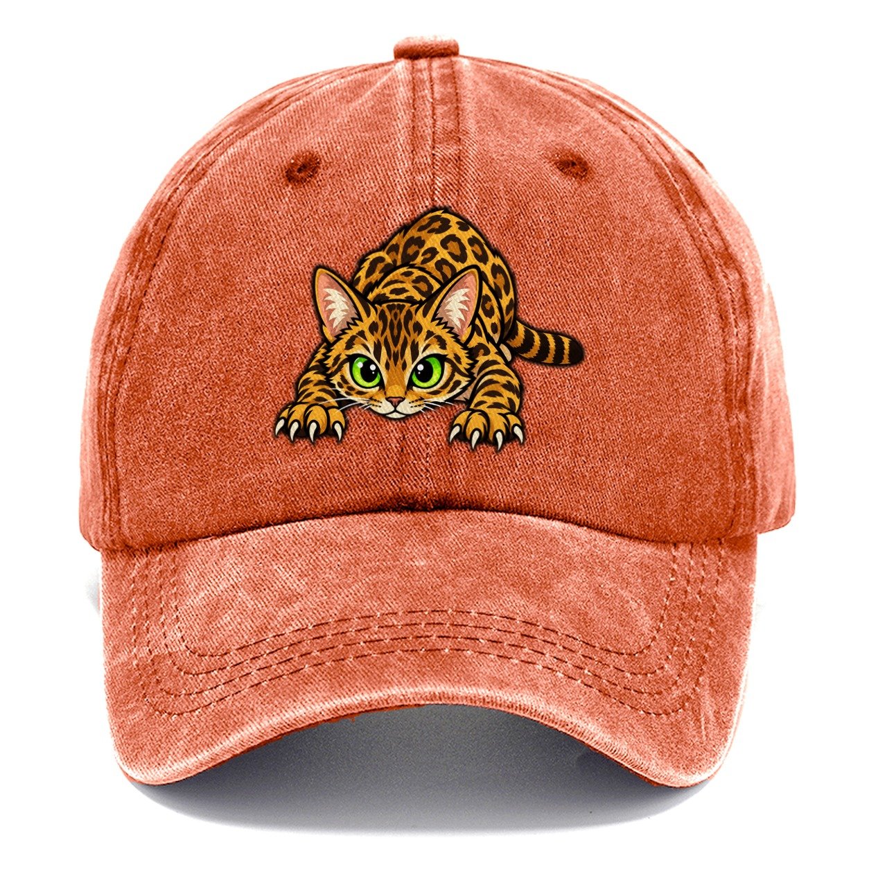Bengal Crouching Peeking Cats Classic Cap – Terracotta Clay
