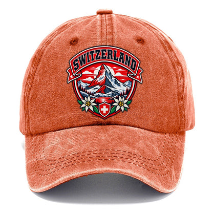Switzerland Retro Badge Country Logos Classic Cap – Terracotta Clay