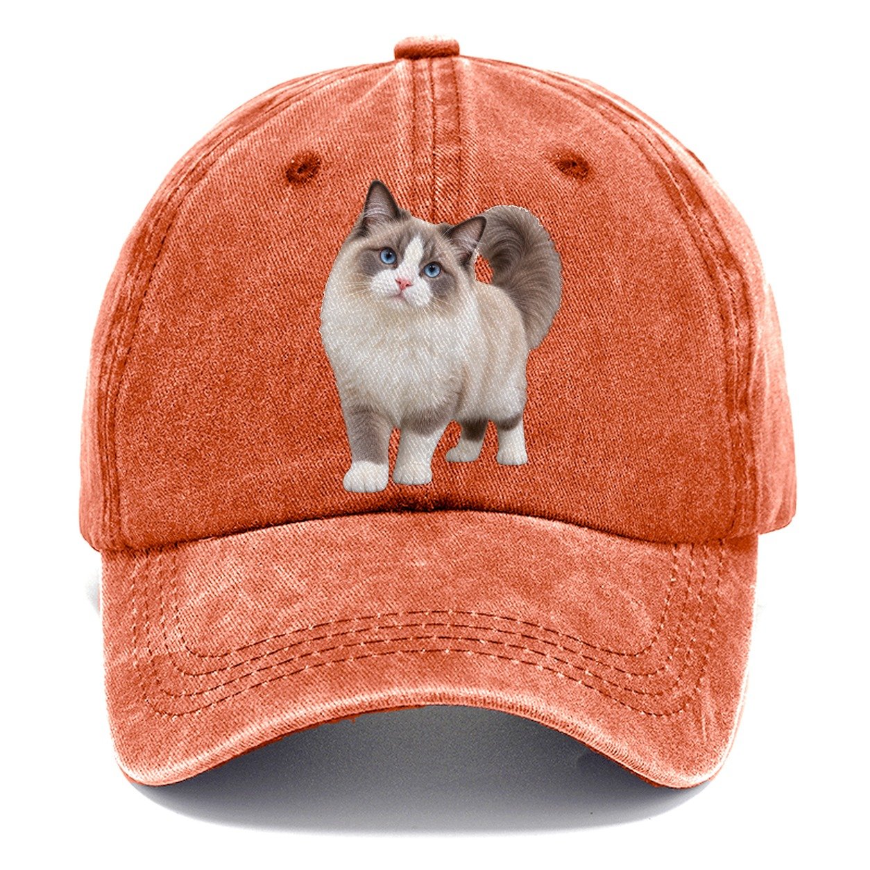 Ragdoll Standing Three Quarter Realistic Cat Portrait Classic Cap – Terracotta Clay