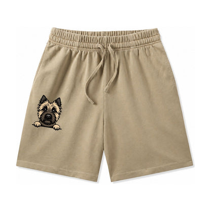 Cairn Terrier Wheaten Colored Pose Washed Shorts – Khaki