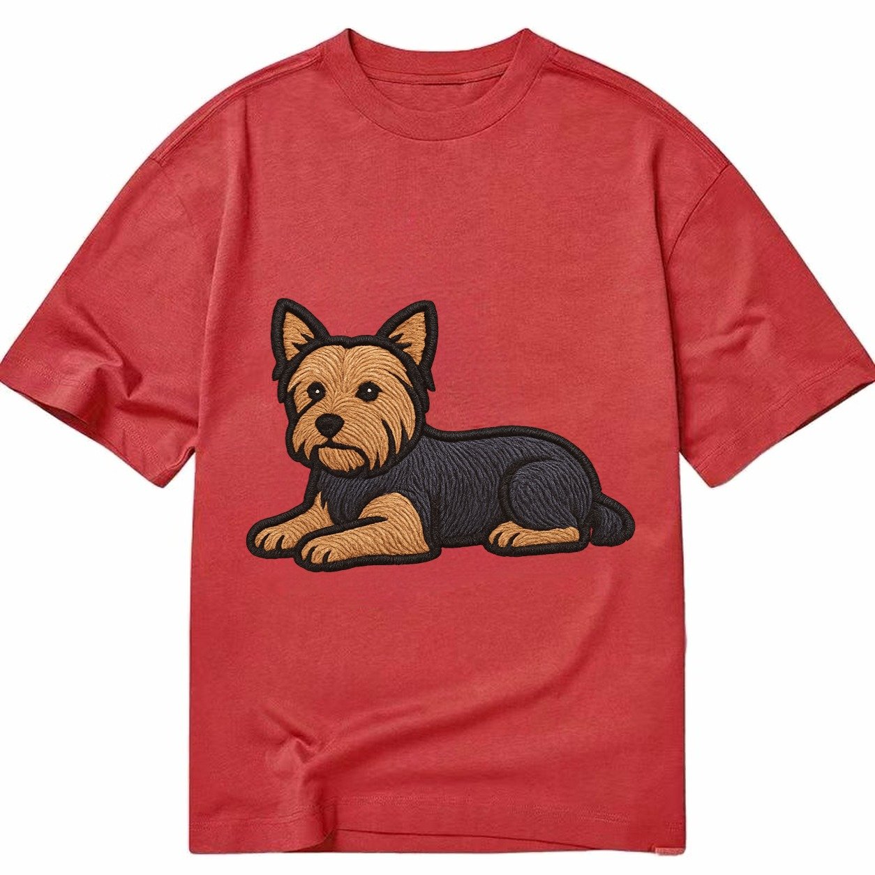 Yorkshire Terrier Blue And Tan Relaxed Lying Down With Head Classic T-shirt – Red