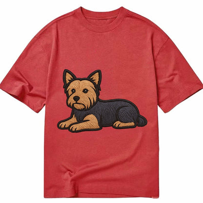 Yorkshire Terrier Blue And Tan Relaxed Lying Down With Head Classic T-shirt – Red