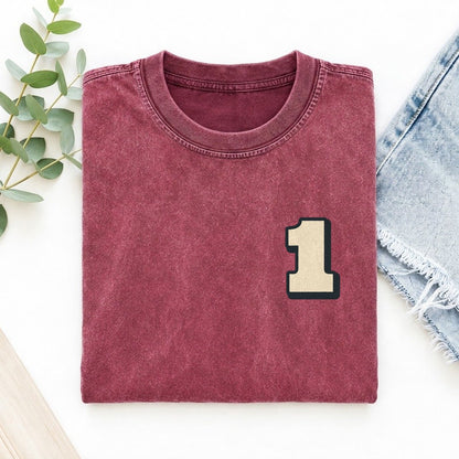 Number 1 Left Chest Vintage T-shirt – Raspberry
